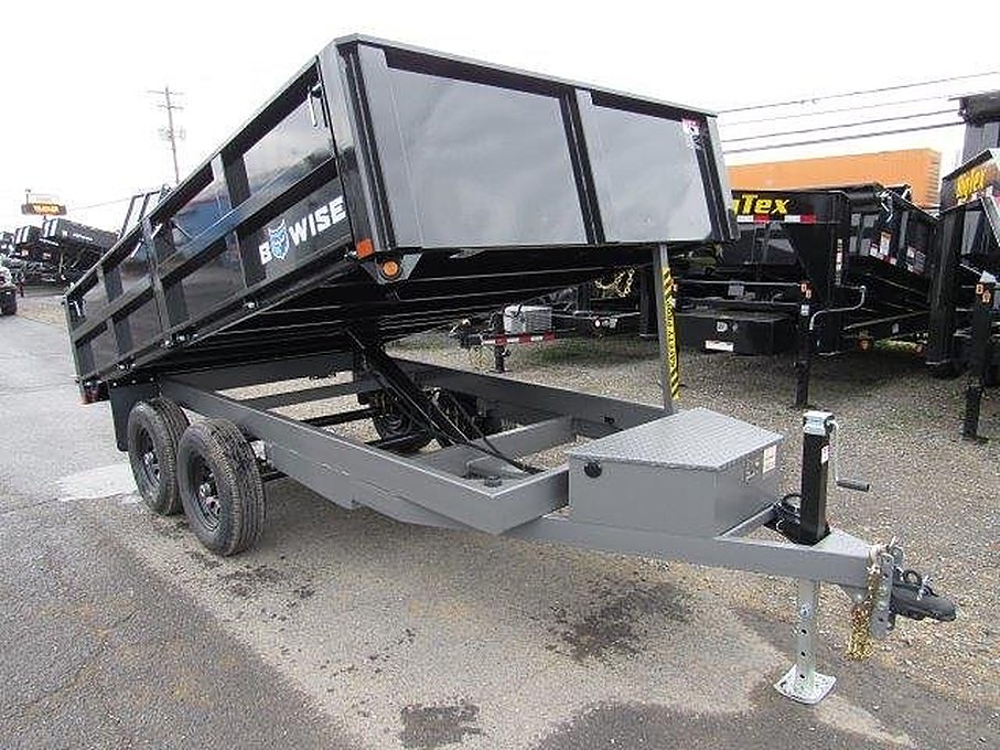 BWise 7 x 12 Deckover Dump Trailer โ Fold Down Sides โ Used
