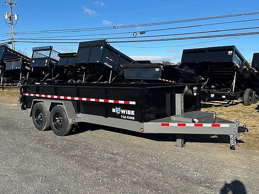 BWise 7 x 16 Heavy Duty Dump Trailer โ Low Profile With Ramps โ Used